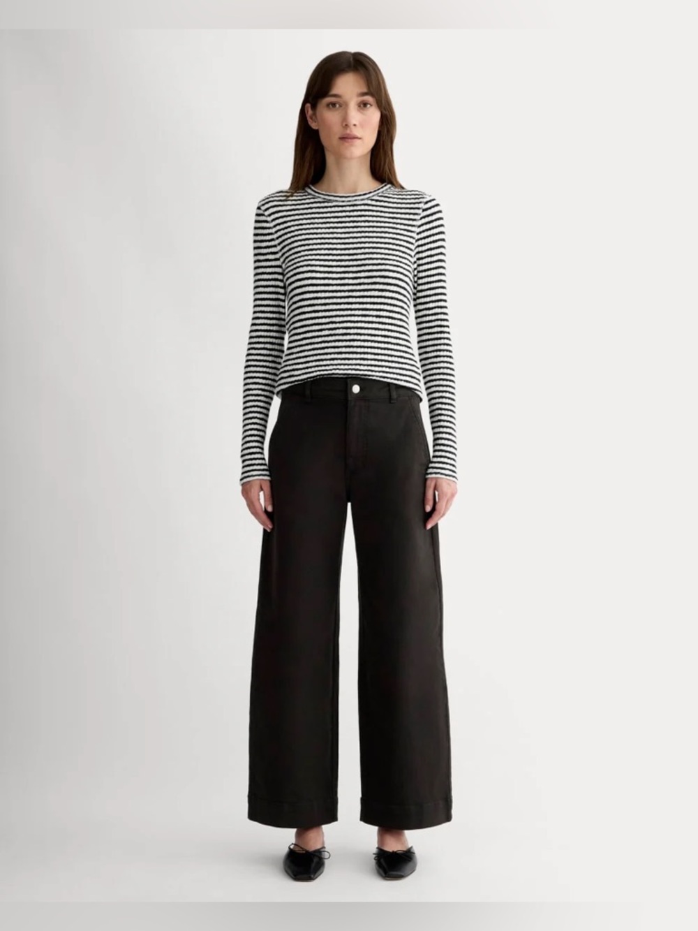 New Everlane Women THE UTILITY WIDE-LEG PANT Black Jeans Size 2 - Picture 3 of 14
